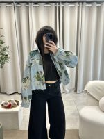 Denim Jacket με μπαλώματα λουλούδια - Image 3