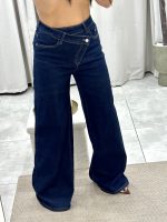 Denim Wide Leg με χιαστί κούμπωμα - Image 7