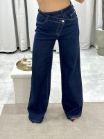 Denim Wide Leg με χιαστί κούμπωμα - Image 8
