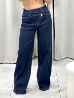 Denim Wide Leg με χιαστί κούμπωμα - Image 3