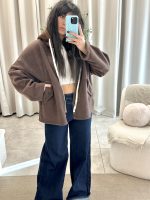 Jacket Οversized με κουκούλα Καφέ