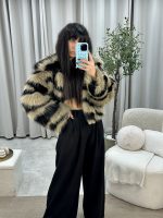 Lumina οικολογική γούνα oversized με μαύρες γραμμές