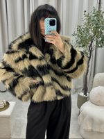 Lumina οικολογική γούνα oversized με μαύρες γραμμές - Image 7