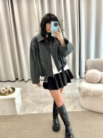 Bomber Jacket με ballon μανίκια γκρι - Image 2