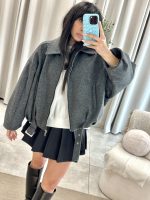 Bomber Jacket με ballon μανίκια γκρι